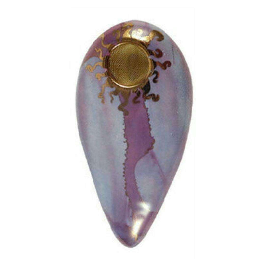 Porcelain Gold Goddess Pipe - Purple/Blue