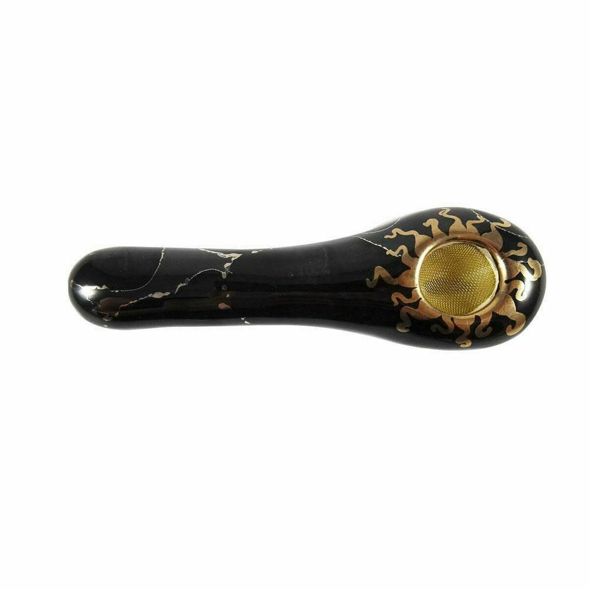 Porcelain Gold Spoon - Black