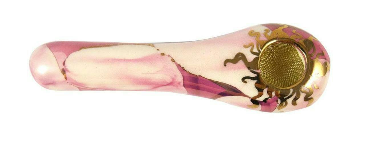 Porcelain Gold Spoon - Pink