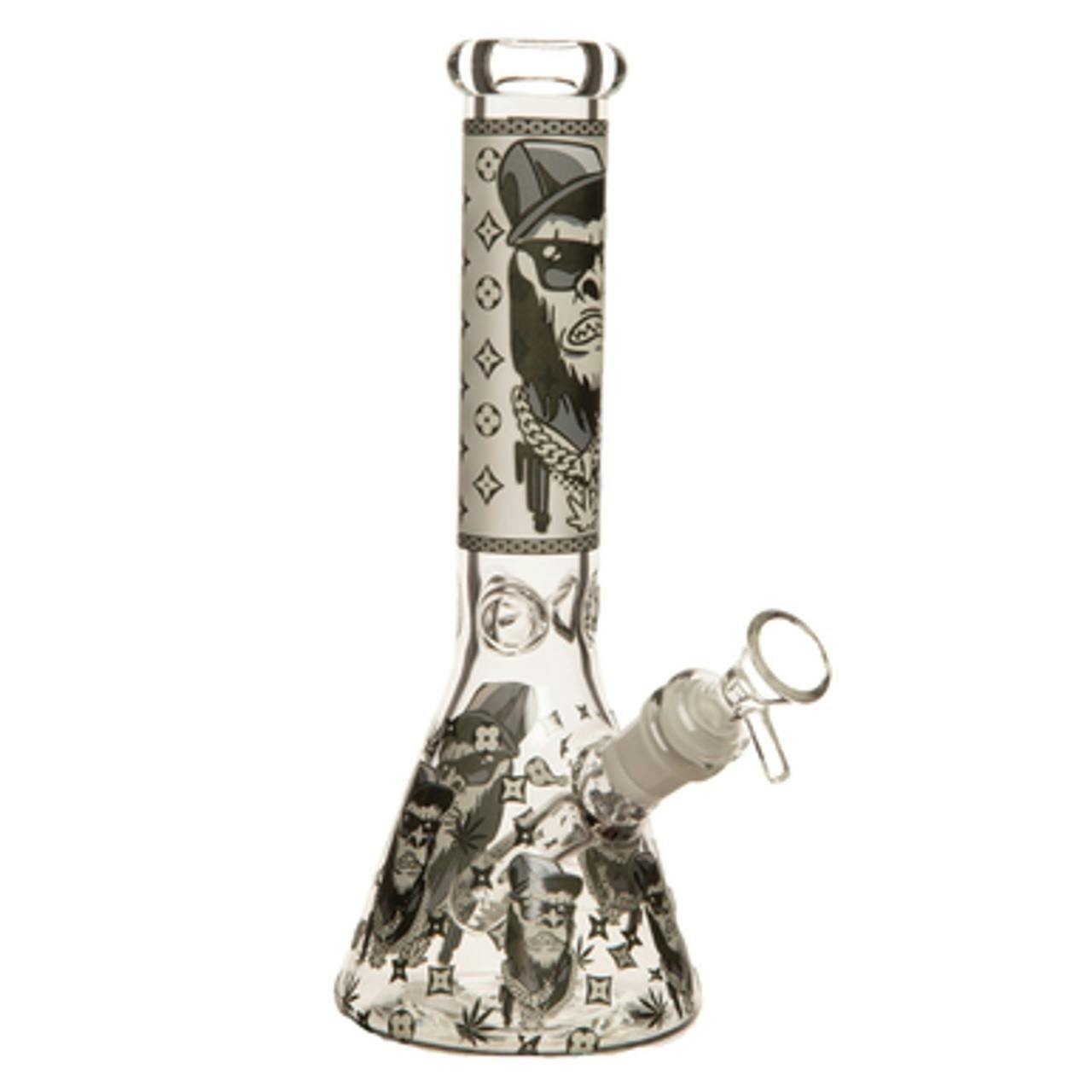 10" Monkey Business Glow In The Dark Glass Bong