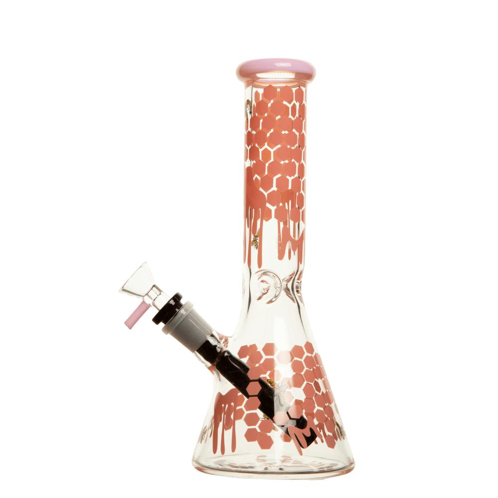 10" 5mm Drip Honeycomb Glass Beaker - Pink