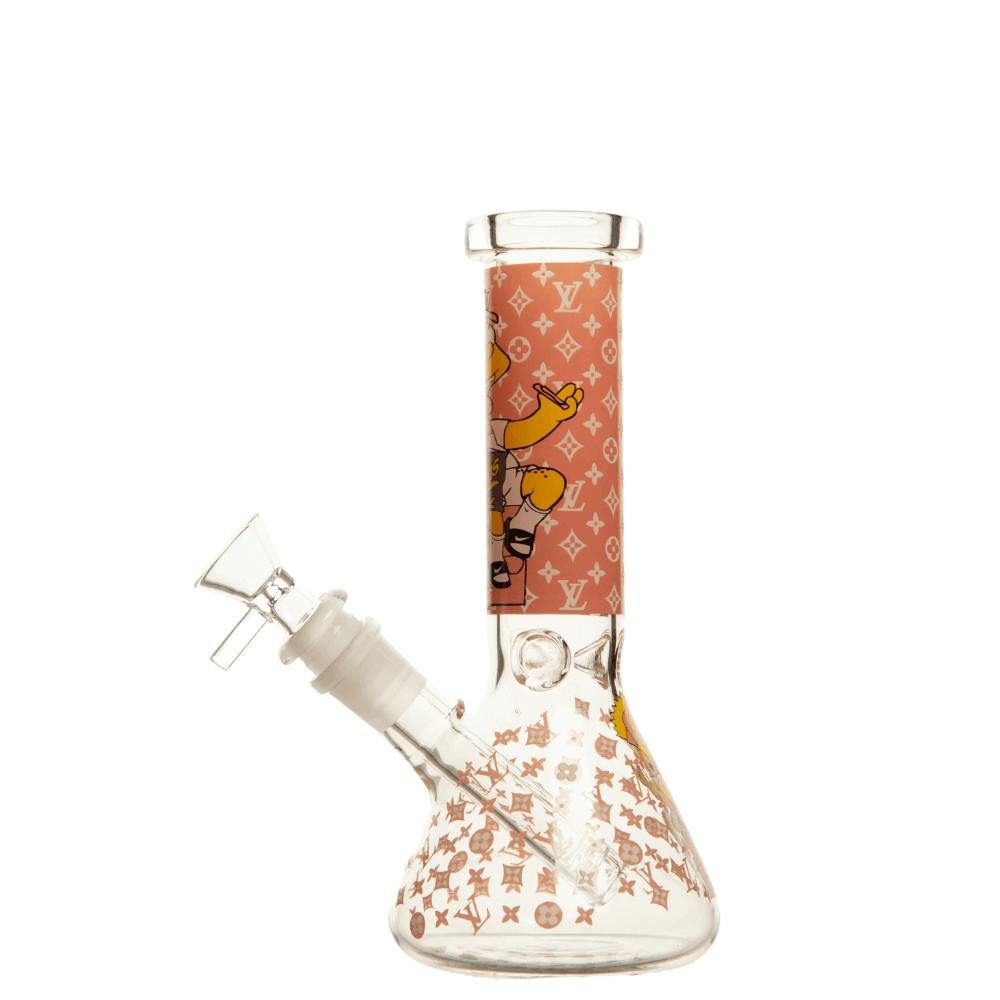8" 4mm YG Draw Glass Bong - Design 1