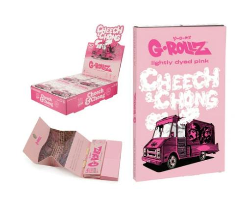 Rolling Papers + Tips + Tray - 11/4" - Cheech & Chong "Tour Bus" - Pink