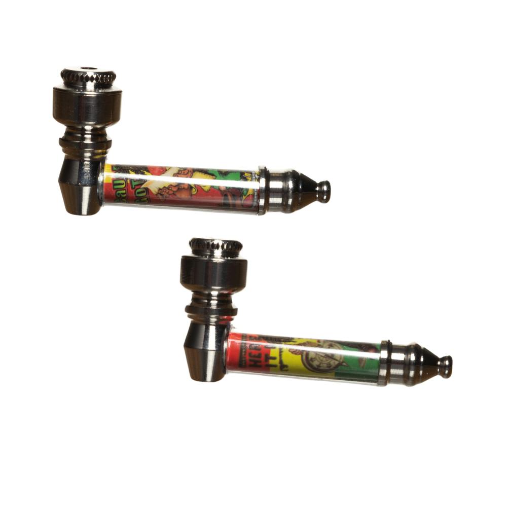 Pipes - Metal w/ Screens - Small - Rasta Leaf