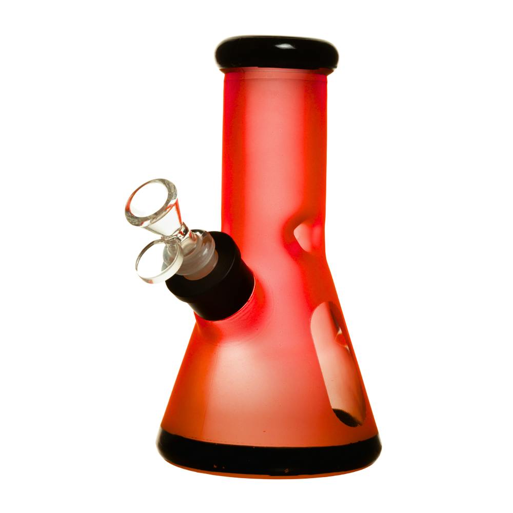 Frosted Glass Bong w/ Gift Box - 8" - Red