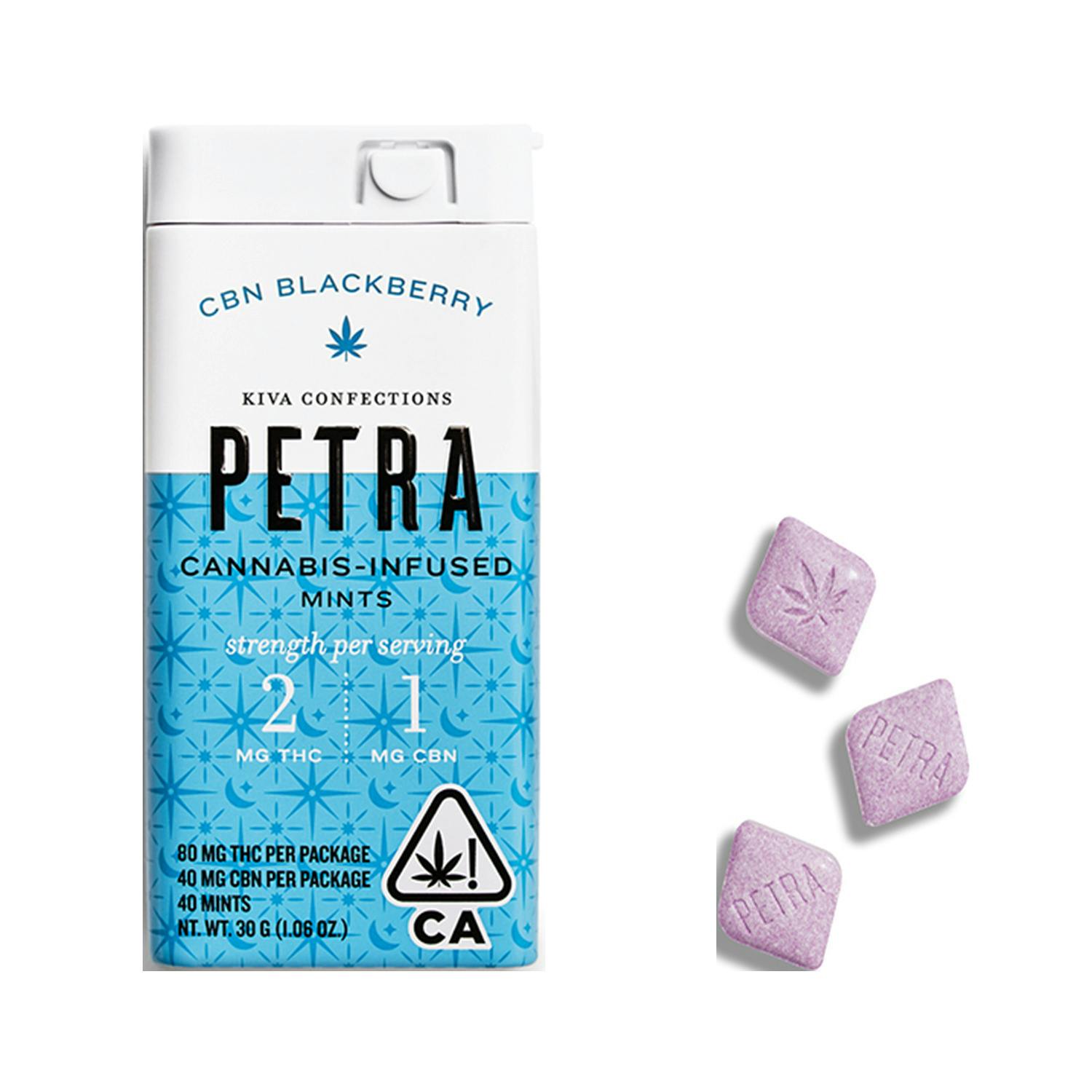 Petra | Blackberry CBN | 100mg THC : 40mg CBN | Edible Mints