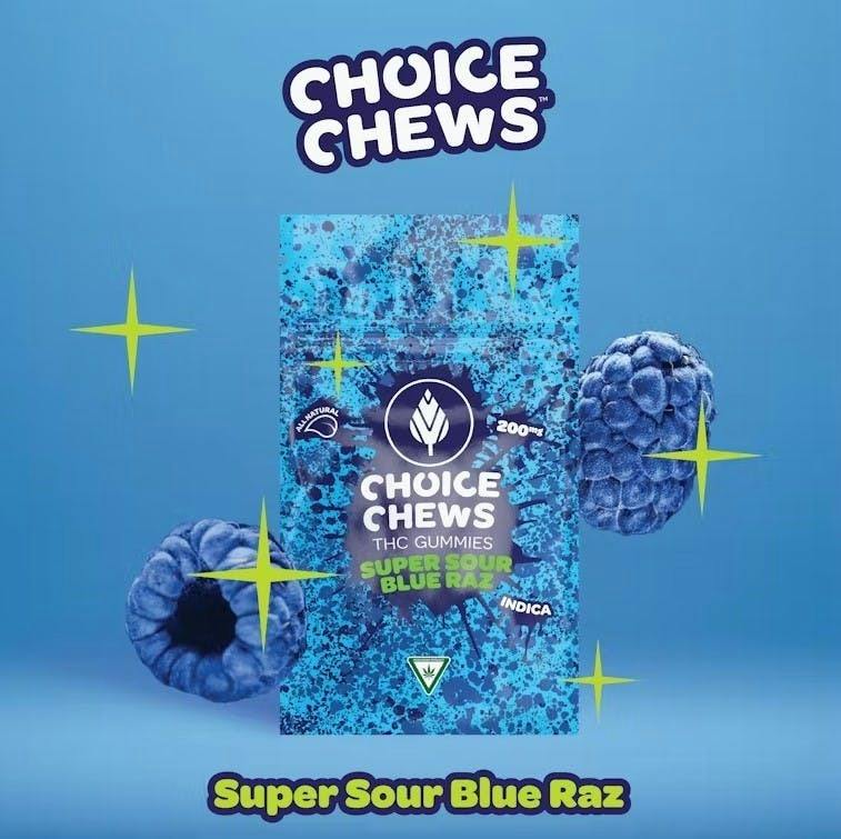 Choice | Super Sour Blue Raz | 200mg | Gummies