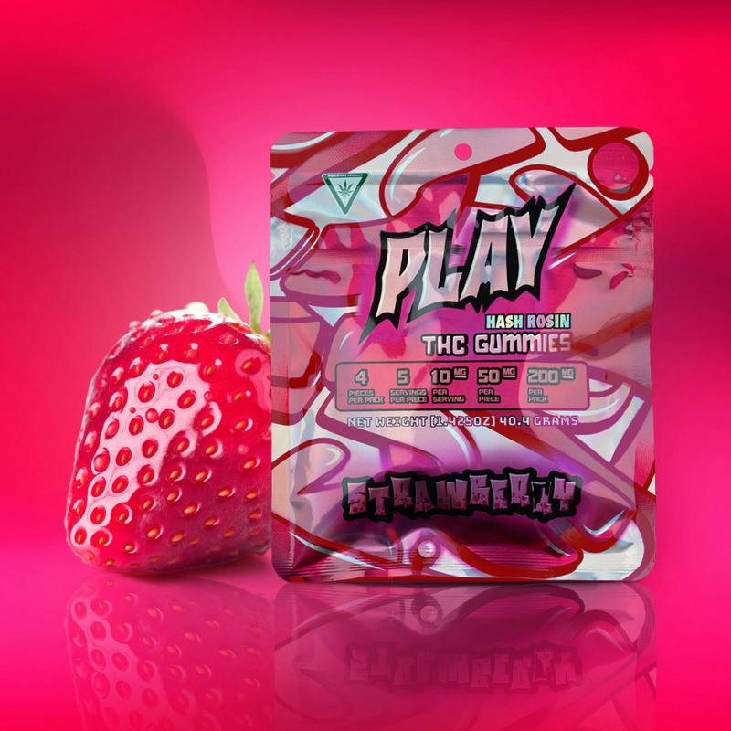 Play | Strawberry | 200mg | Live Rosin Gummies