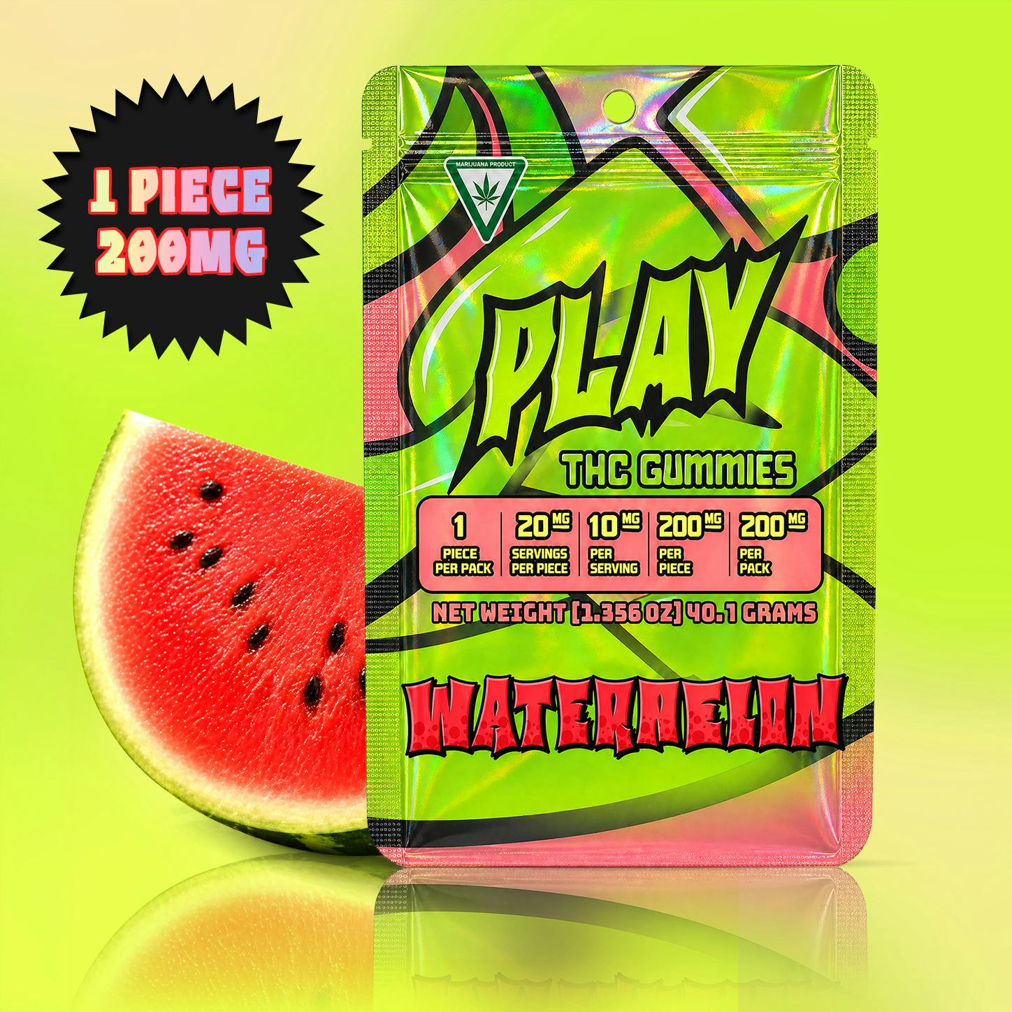 Play | Watermelon | 200mg | Single Gummy
