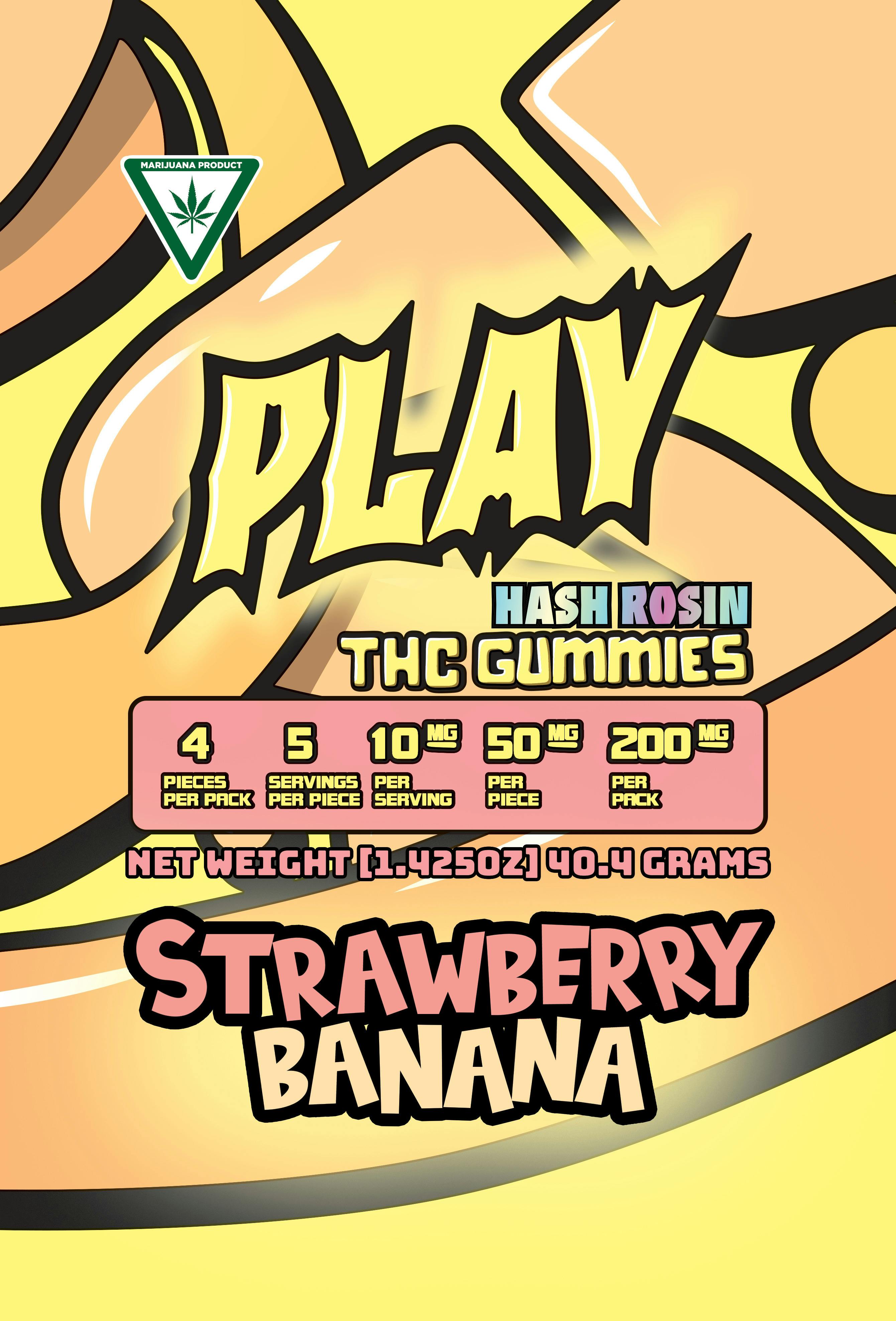 Play | Strawberry Banana | 200mg | Live Rosin Gummies