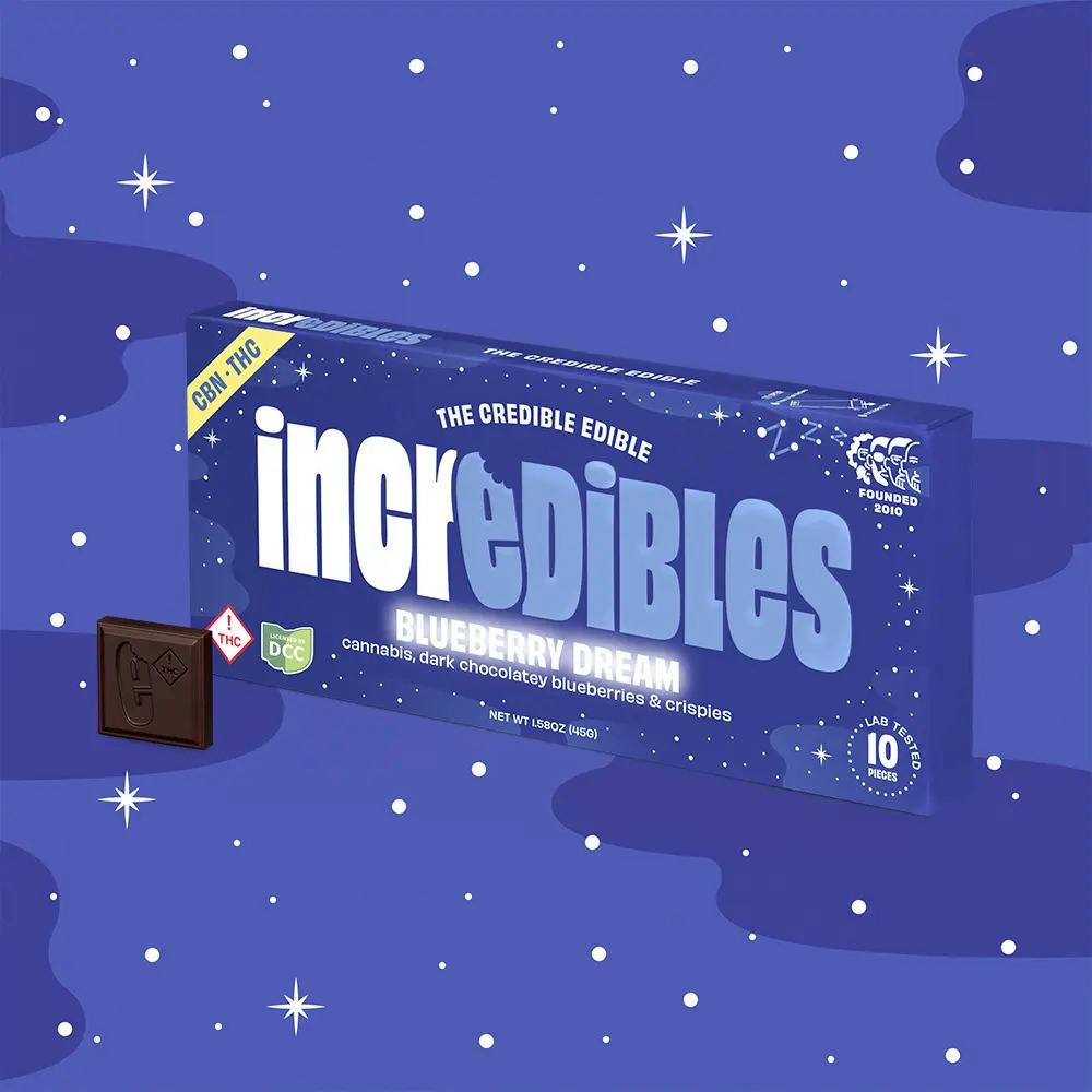 Incredibles: 1:5 CBN Blueberry Dream - Dark Chocolate