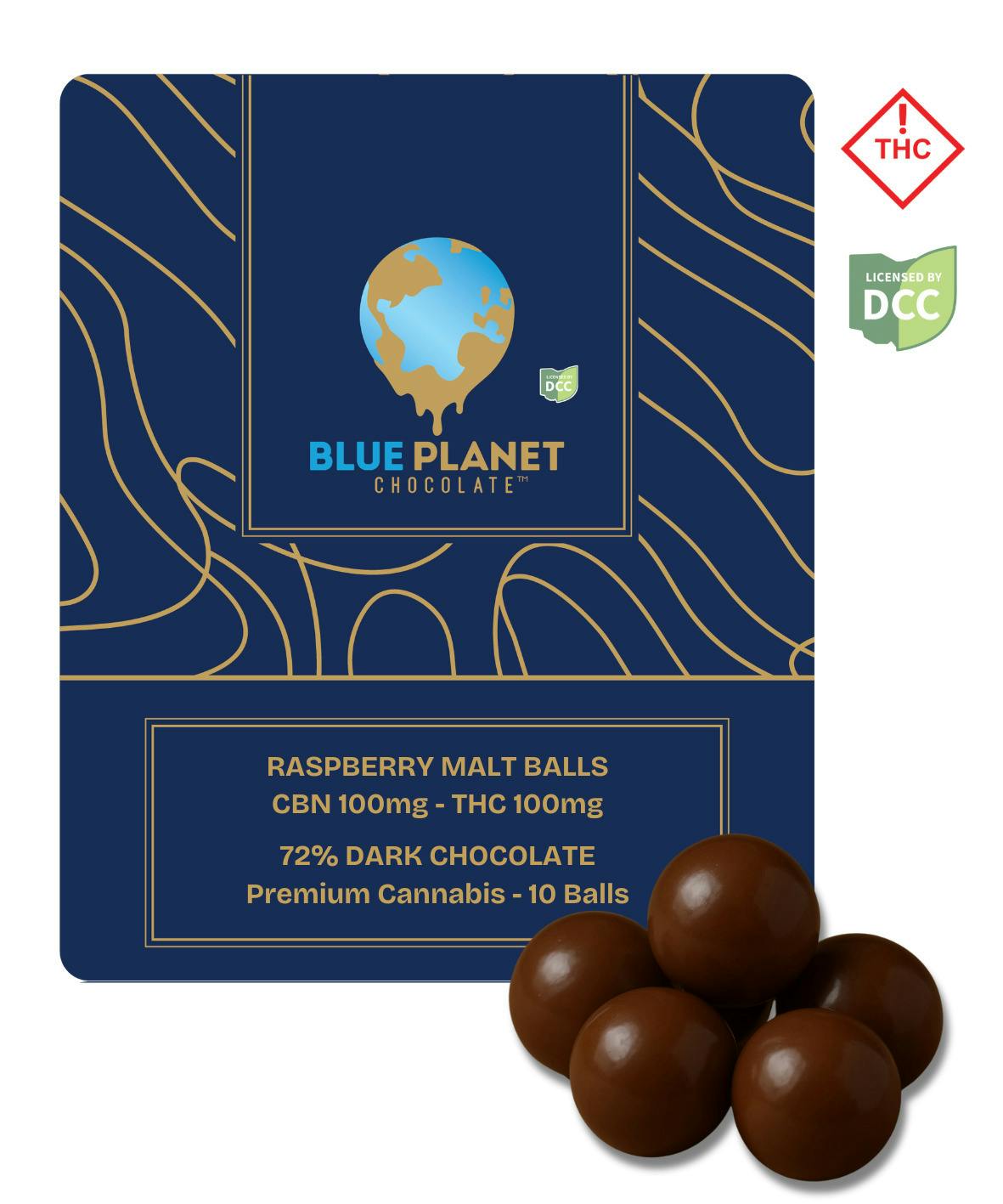Blue Planet: CBN Dark Chocolate Raspberry - Malt Balls 10pk