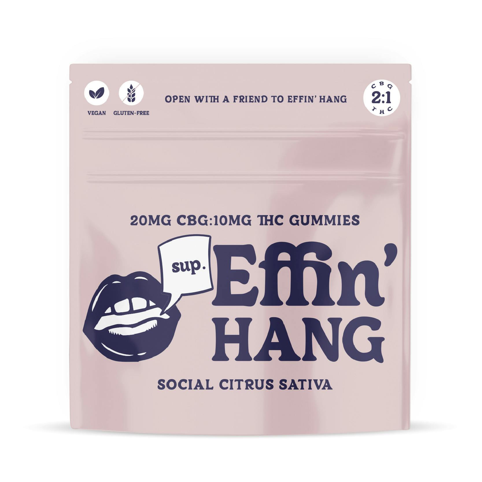 EFFIN' Gummies 100mg: Hang Social Citrus 1:2 THC:CBG 10pc