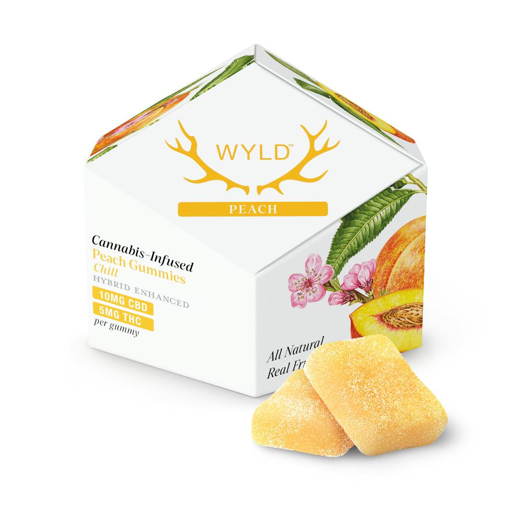 Peach 2:1 CBD:THC Hybrid Enhanced Gummies | 100mg | 10ct | 10mg/ea