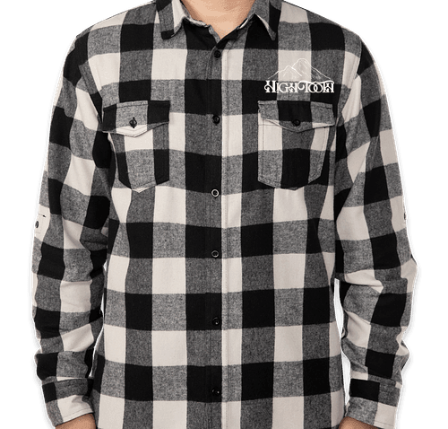 High Tooth Black And White Flannel Long Sleeve Medium