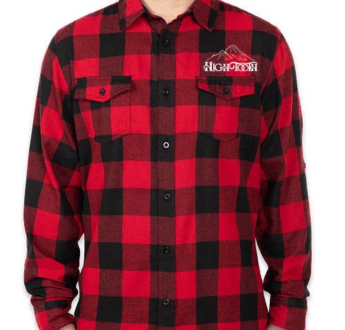 High Tooth Black And Red Flannel Long Sleeve x Large