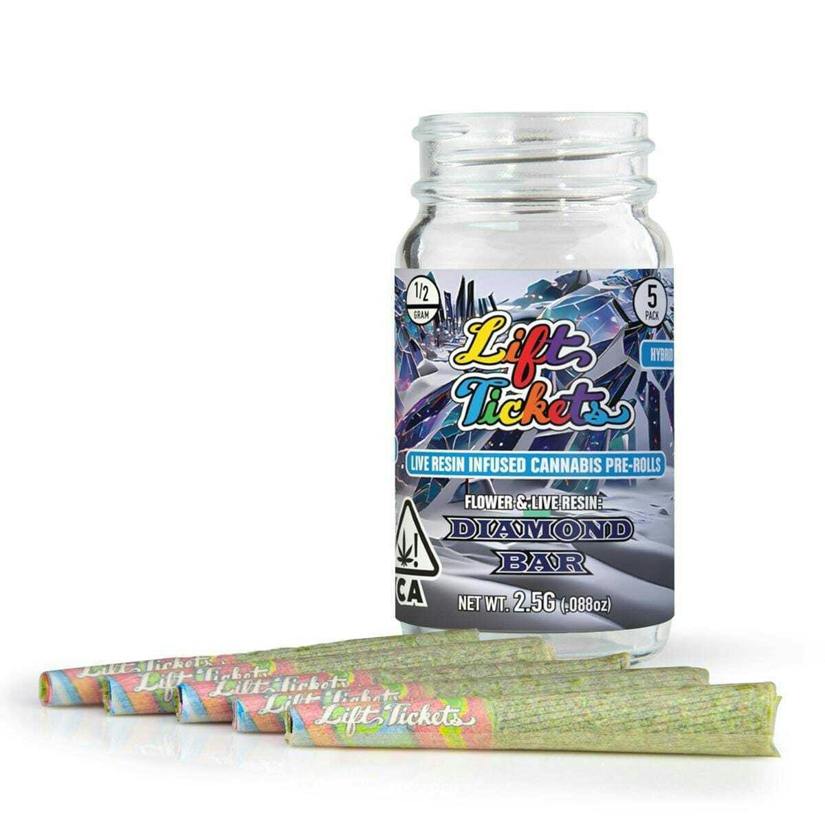Brilliance x Lift Tickets - Diamond Bar Strain 5pk - 2.5g Live Resin Infused Pre-Roll Multipack