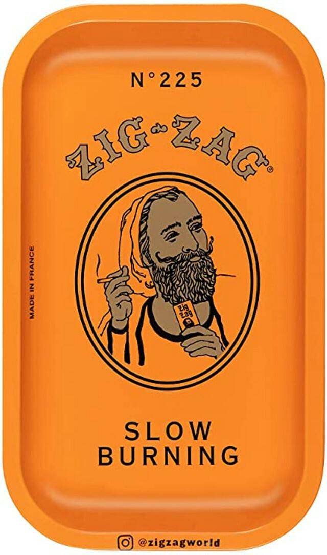 Zig Zag Orange Metal Rolling Tray 7"x11"