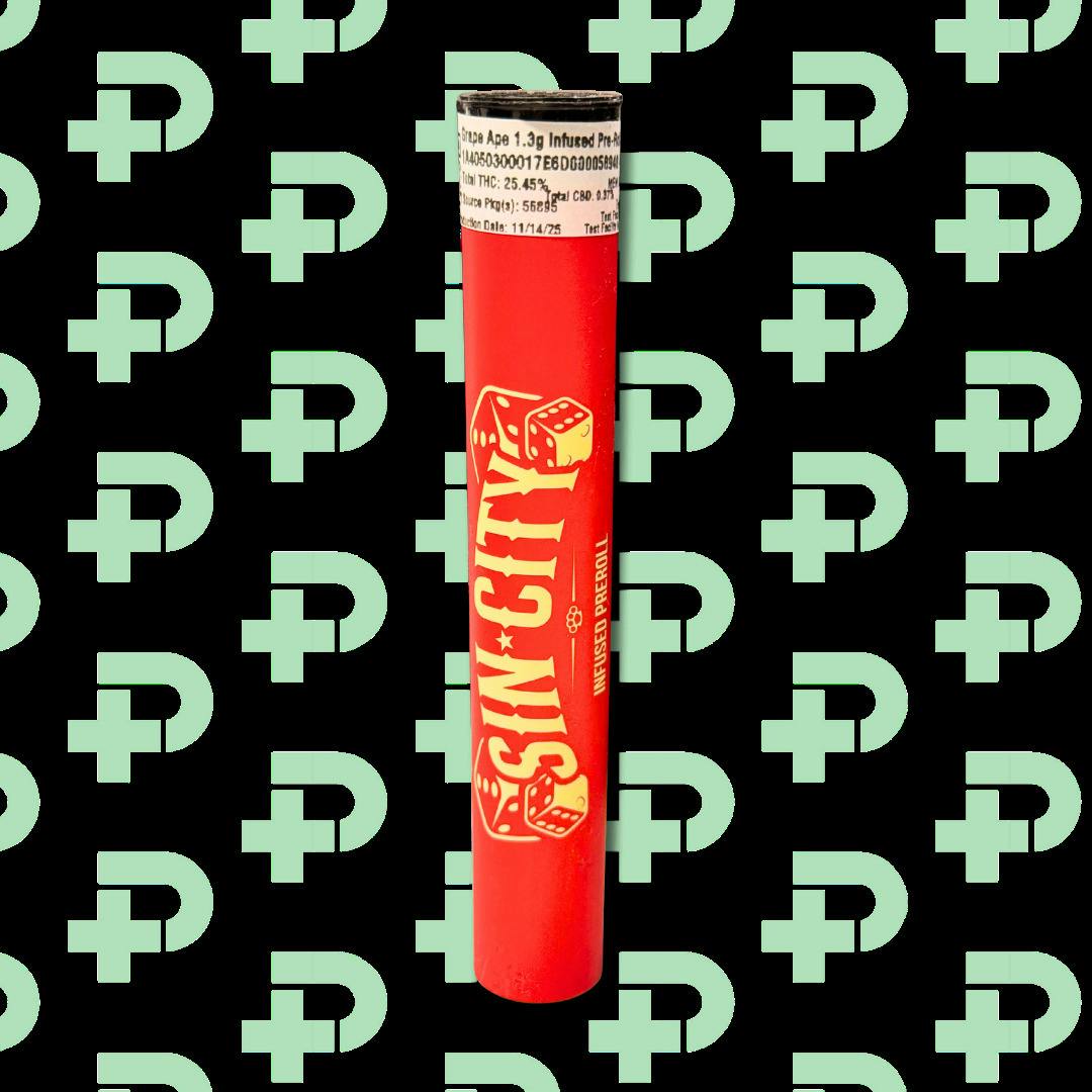 Sin City 1.3g Infused Preroll - Grape Ape