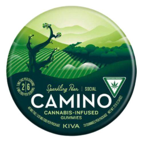 Kiva Confections Camino Sparkling Pear Social Gummies 120mg CBD : 40mg THC
