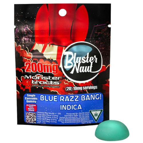 Monster Xtracts Blue Razz Bang! Indica Blasternaut Single Serve Gummy 200mg THC
