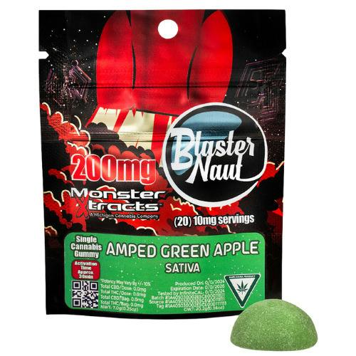 Monster Xtracts Amped Green Apple Sativa Blasternaut Single Serve Gummy 200mg THC