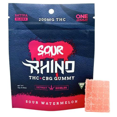 Detroit Edible Company Sour Watermelon Rhino 4:1 Single Serve Gummy THC/CBG