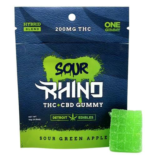 Detroit Edible Company Sour Green Apple Rhino 4:1 Single Serve Gummy THC/CBD