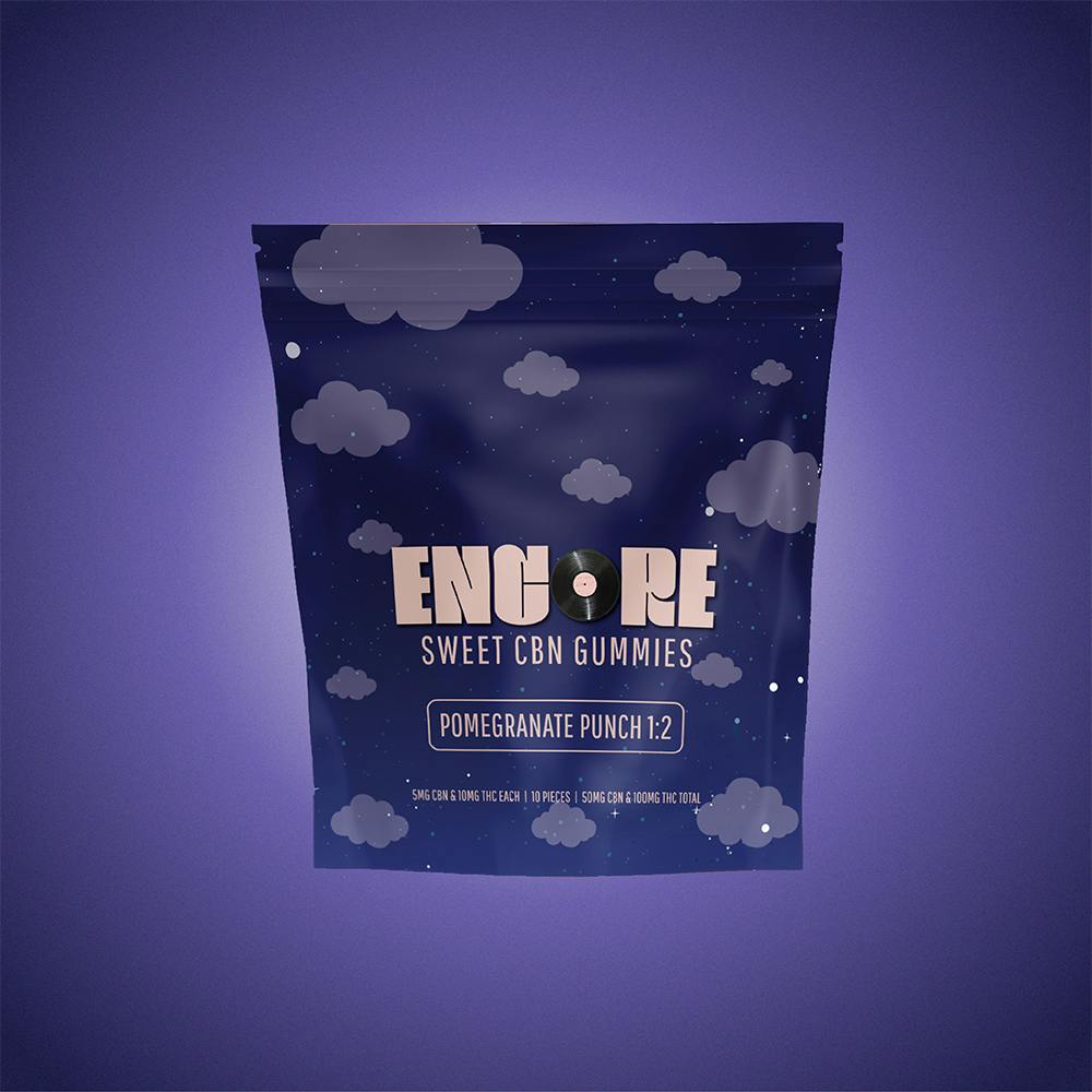 Encore Edibles Pomegranate Punch 1:2 CBN Gummy 100mg