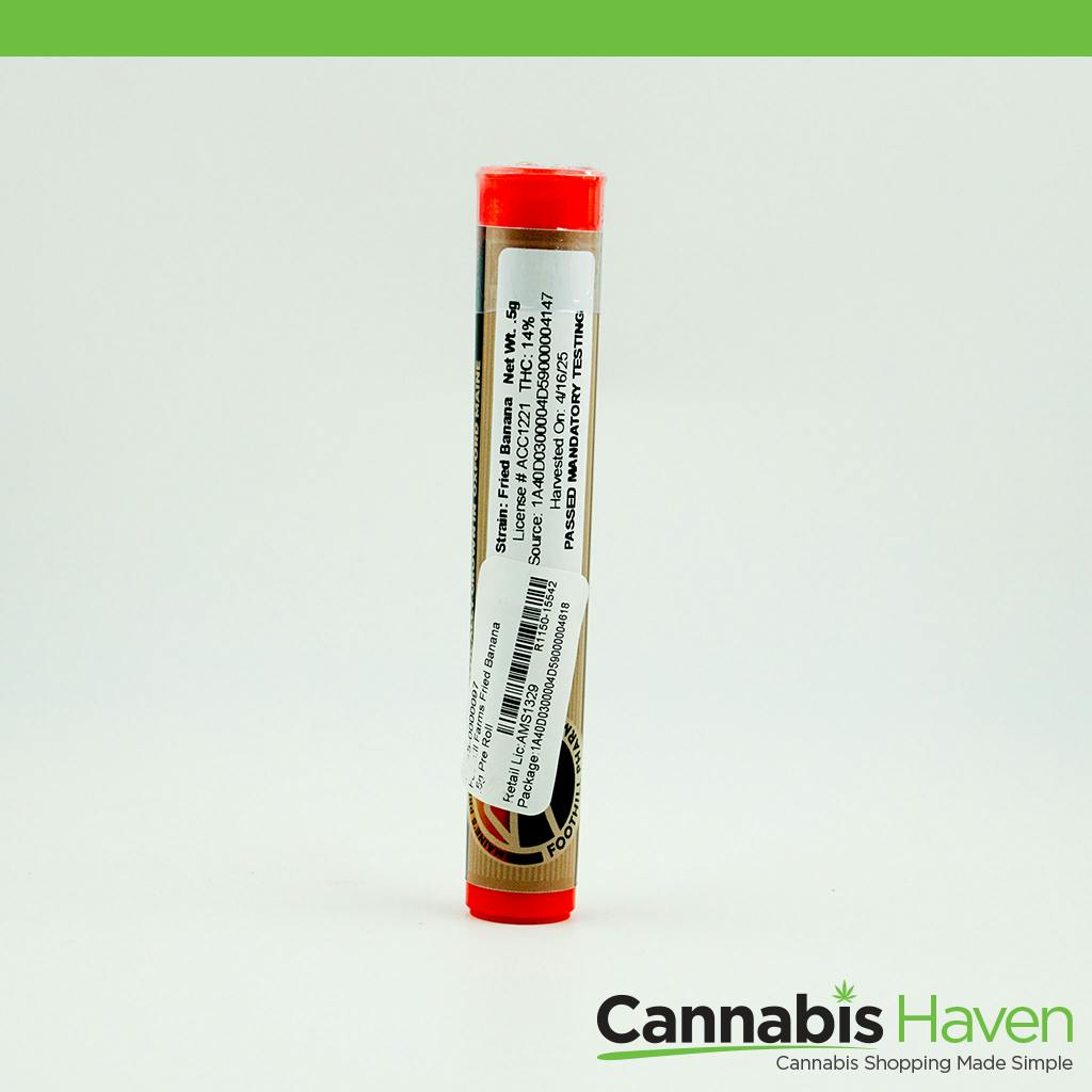 Foothill Farms Fried Banana .5g Pre Roll at Cannabis Haven - Waterville