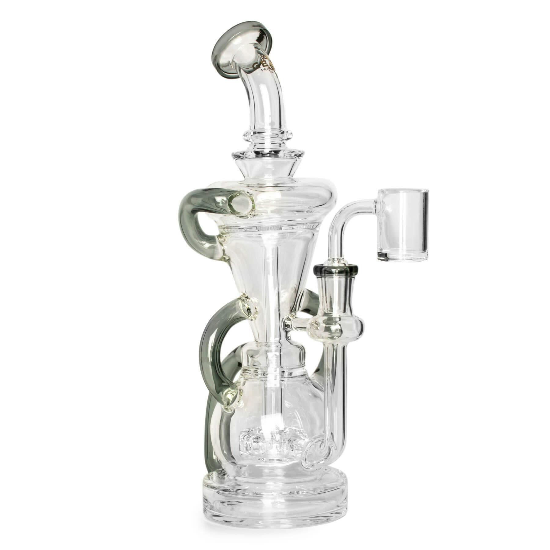 GEAR Premium - 10" Crystal Glide Triple Uptake Dual Chamber Recycler Rig (Smoke)