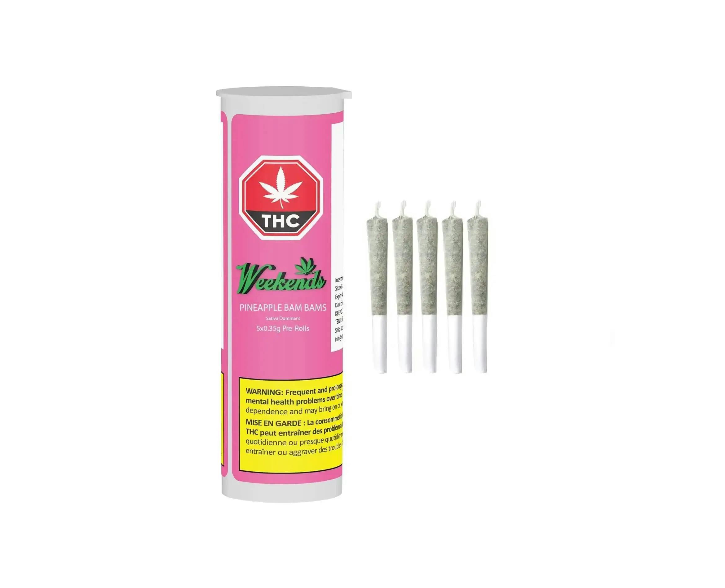 Weekends - Pineapple Bam Bams Infused 5x0.35g Pre-Rolls