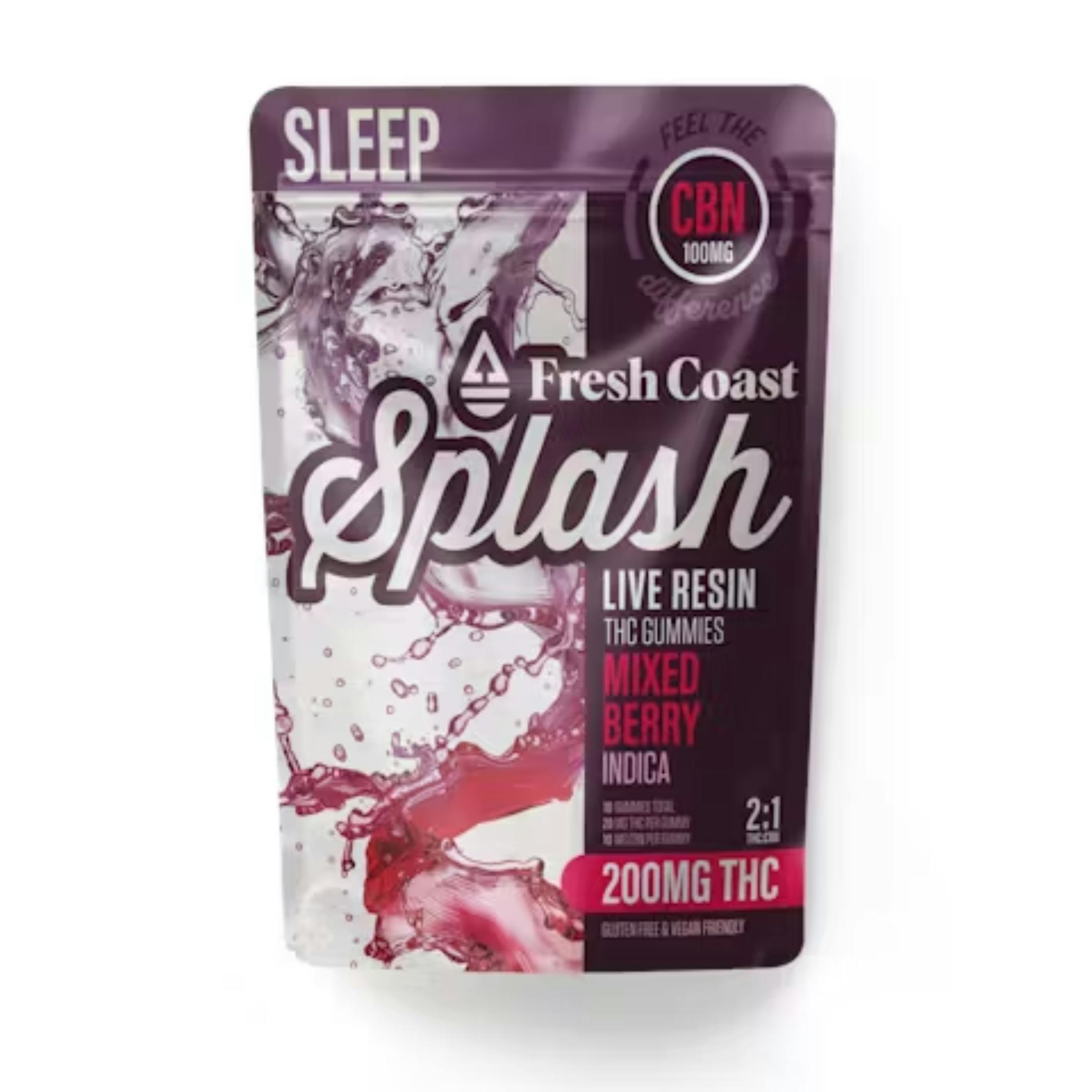 Fresh Coast Edibles - Mixed Berry Indica/Sleep 200mg THC:100mg CBN (2:1) Splash Live Resin Gummies