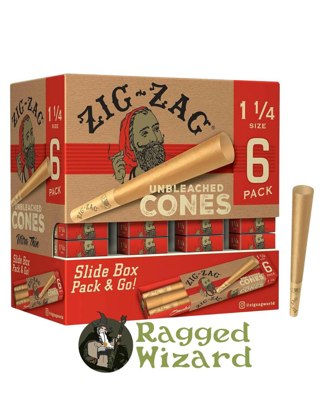 Papers & Cones - Zig - Zag Unbleached Cones 1 1/4 6pk