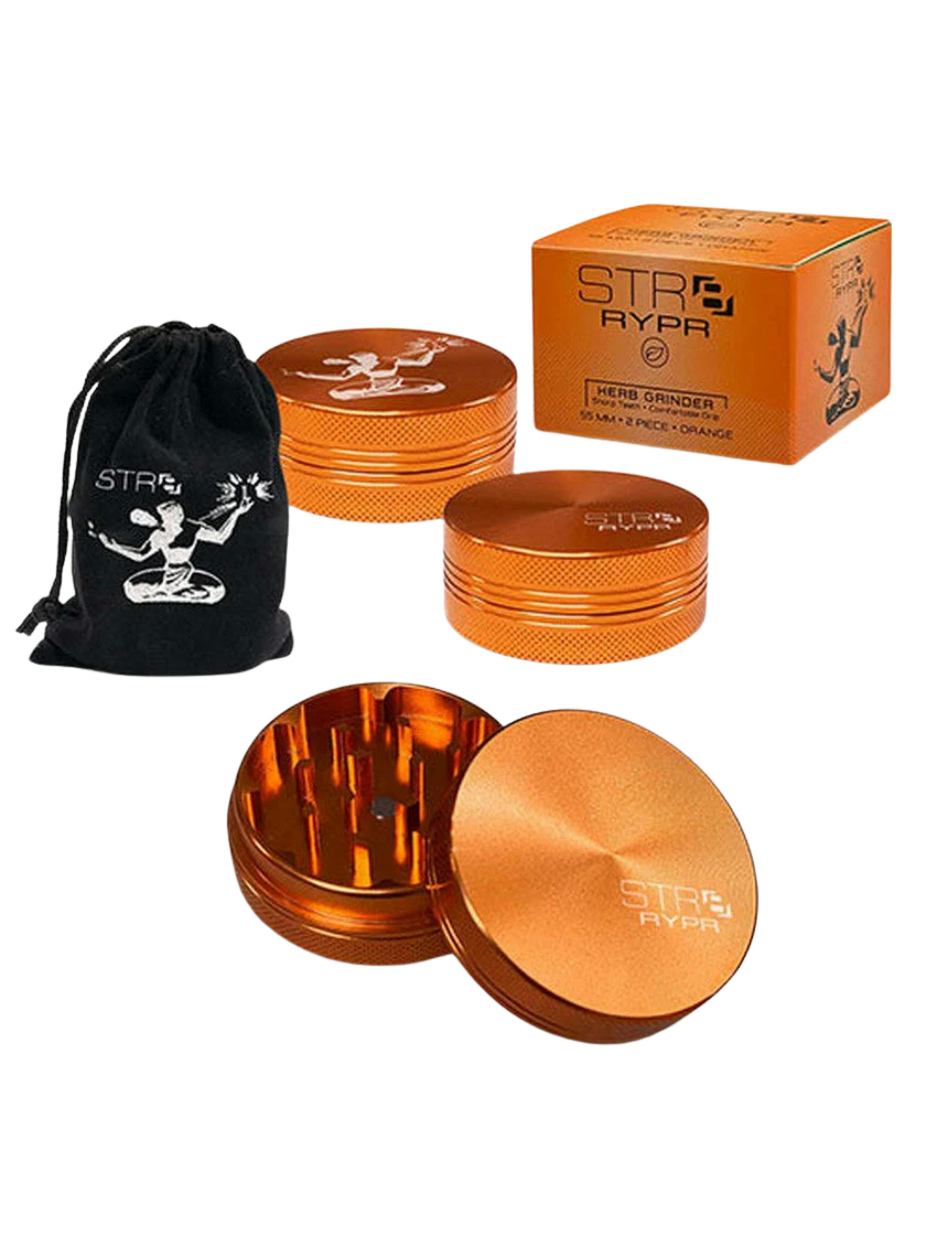 STR8 RYPR Grinders - Orange 2 Piece Aluminum 55mm