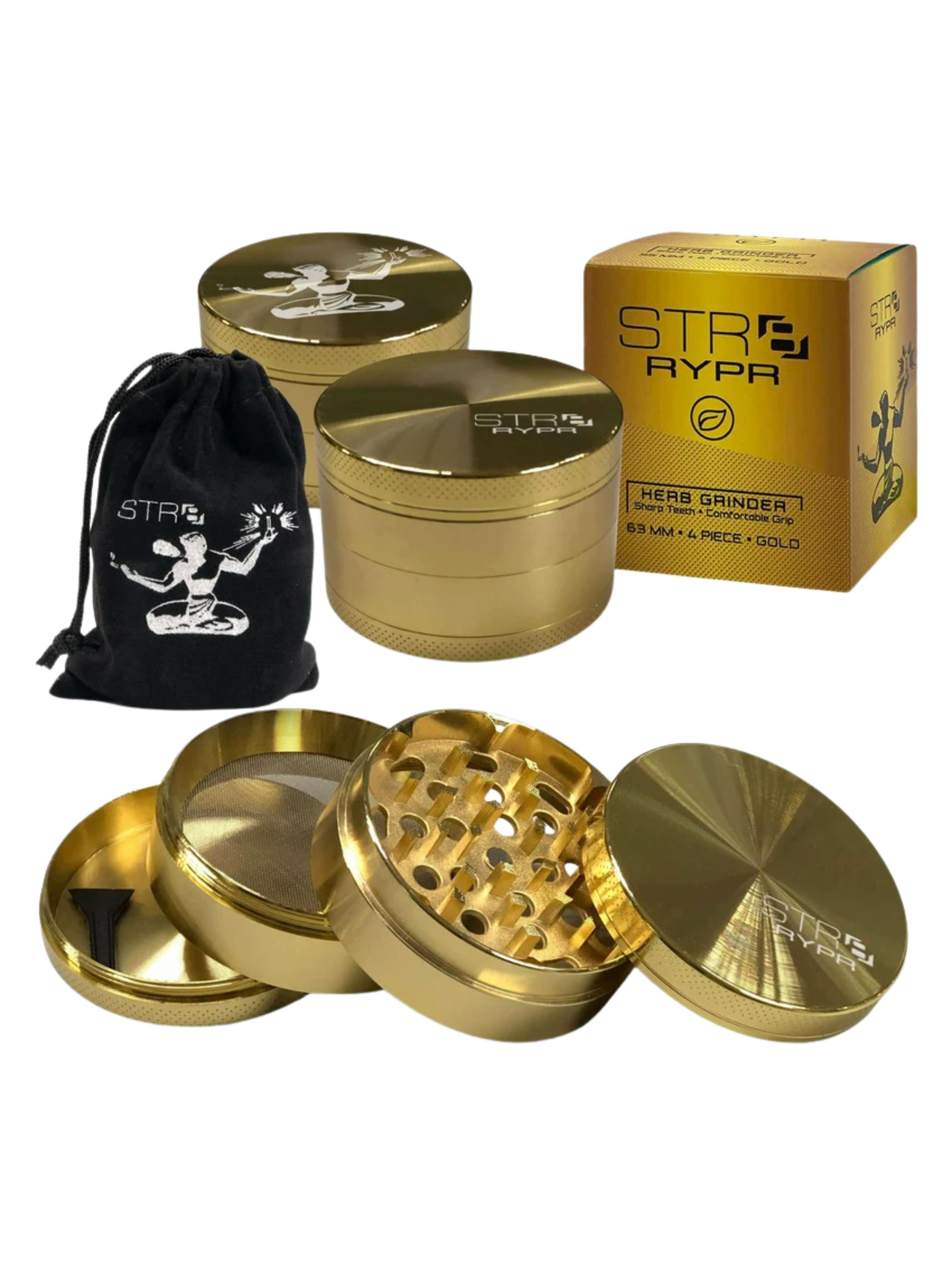 STR8 RYPR Grinders - Gold 4 Piece Aluminum 63mm