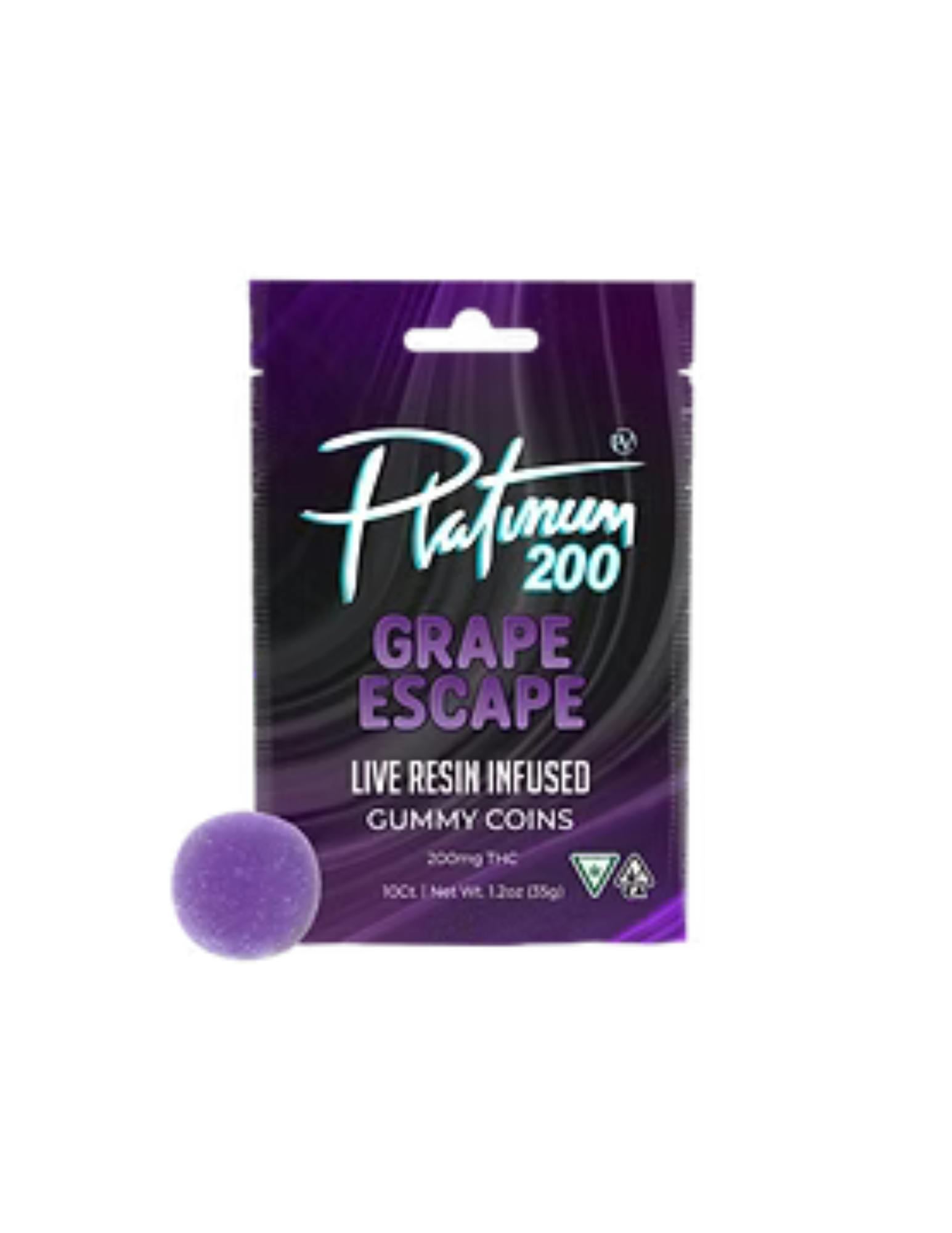 Platinum Live Resin Gummy Coins - Grape Escape (200mg)