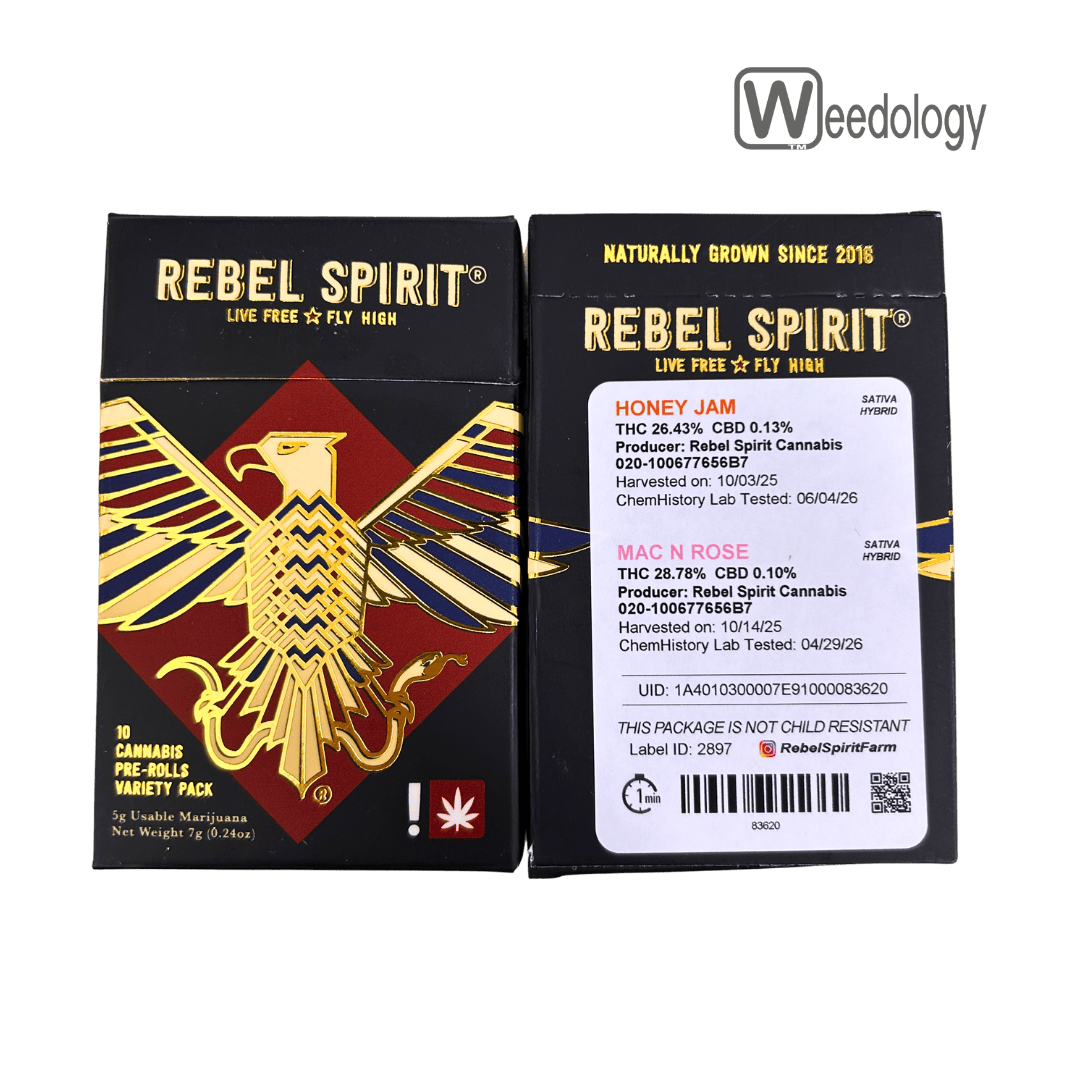 Rebel Spirit 10pk HONEY JAM(S-H)/MAC N ROSE(S-H) 0.5g Pre-Rolls