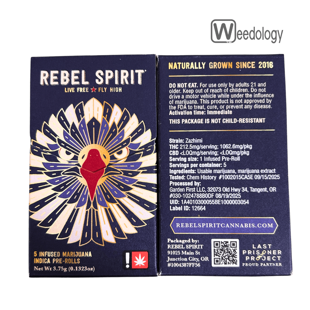 Rebel Spirit 5pk ZAZHIMI 0.7g Infused Pre-Rolls