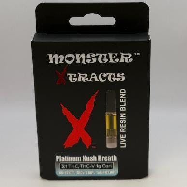 (Indica Hybrid) 3:1 THC/THCV/Live Resin 1G Cartridge -Monster Xtracts