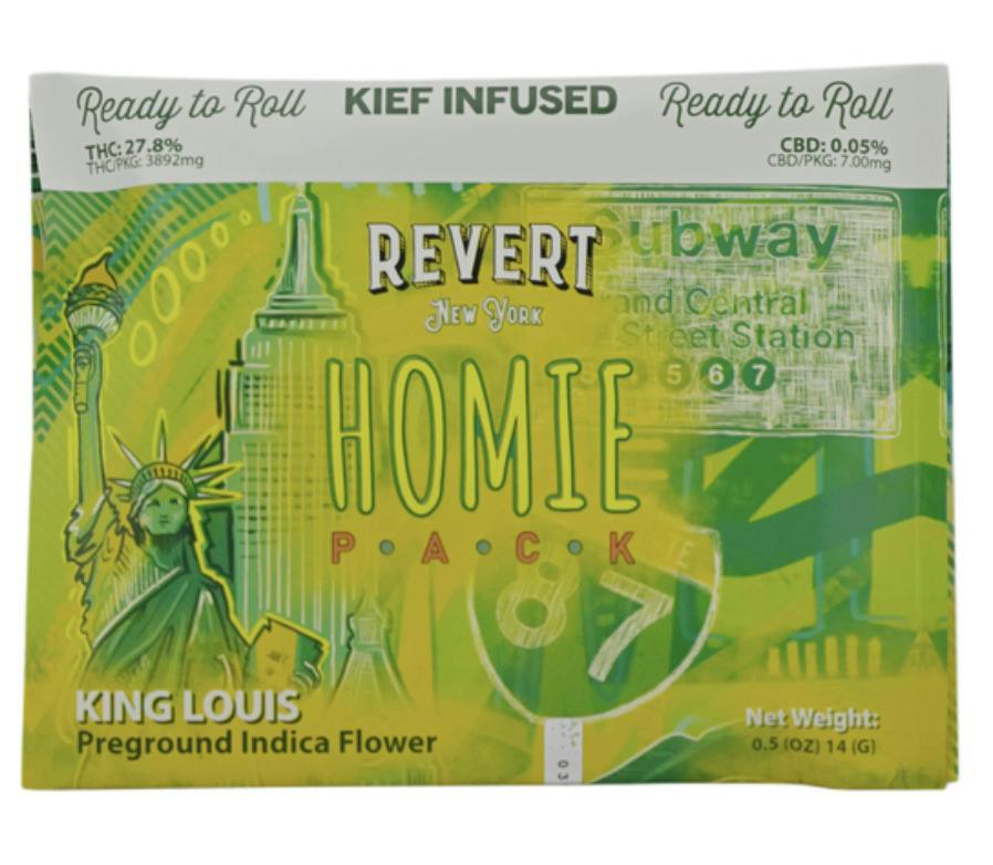 Revert Homie Pack ( KING LOUIS 14G KIEF INFUSED PRE-GROUNDED FLOWER ) INDICA 27.8%