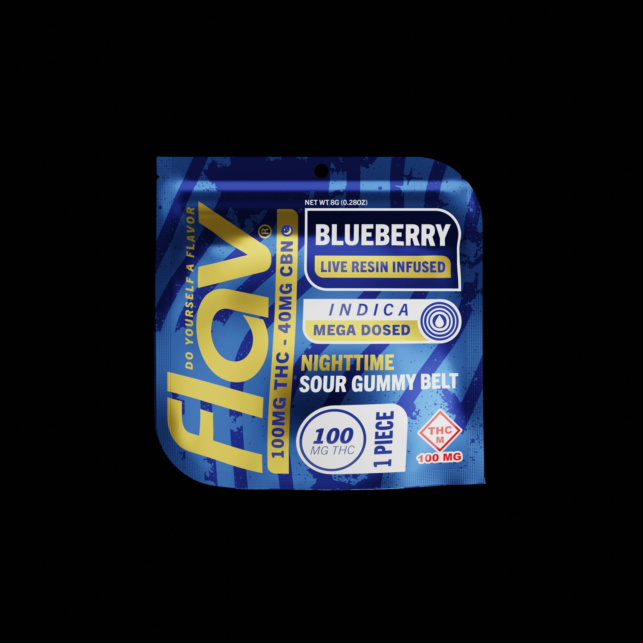 THC/CBN Live Resin Nighttime Gummiezzz Blueberry Sour Gummy Belt