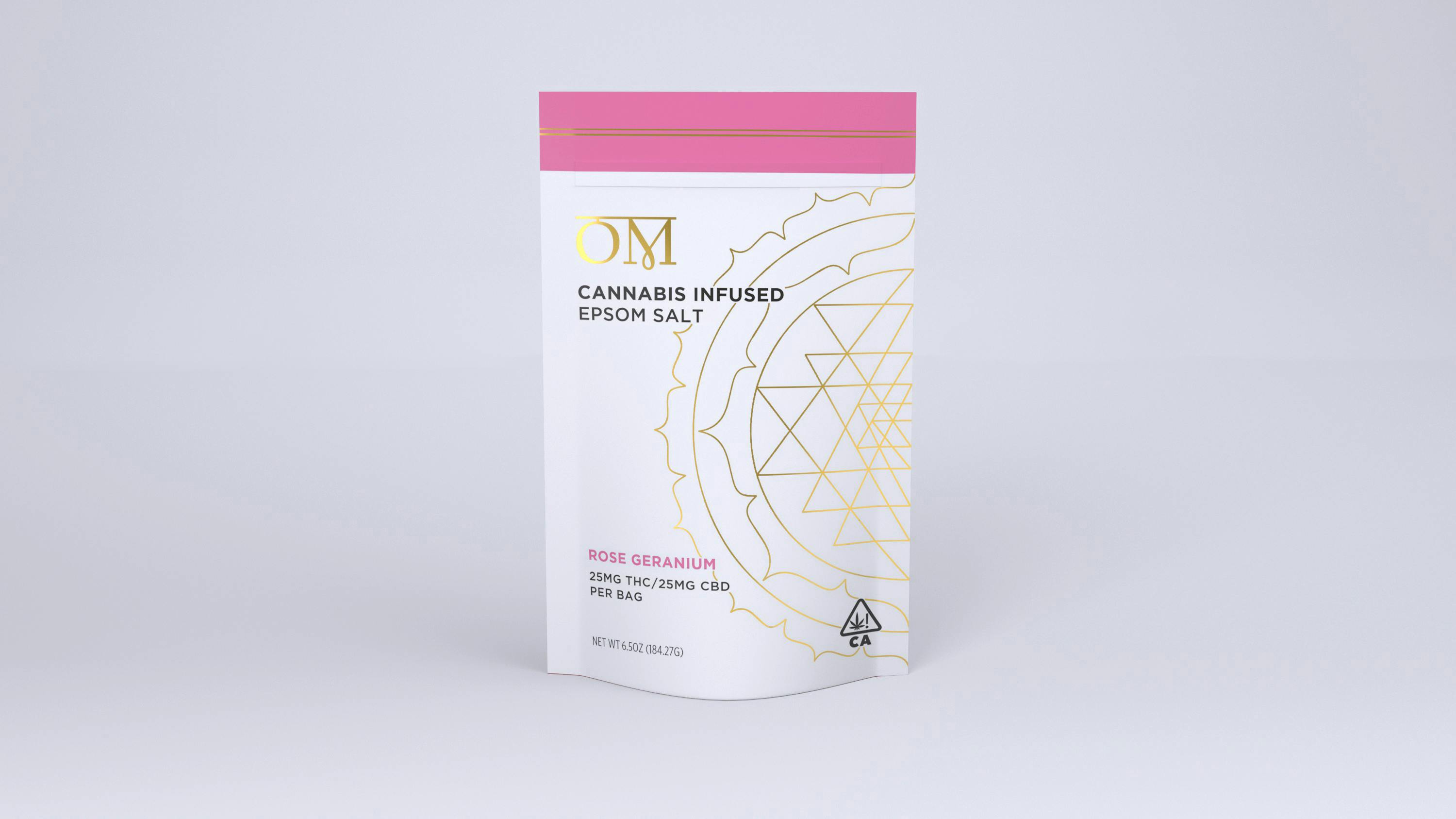 25MG | 1:1 CBD:THC BALANCE | ROSE GERANIUM EPSOM SALTS BY OM