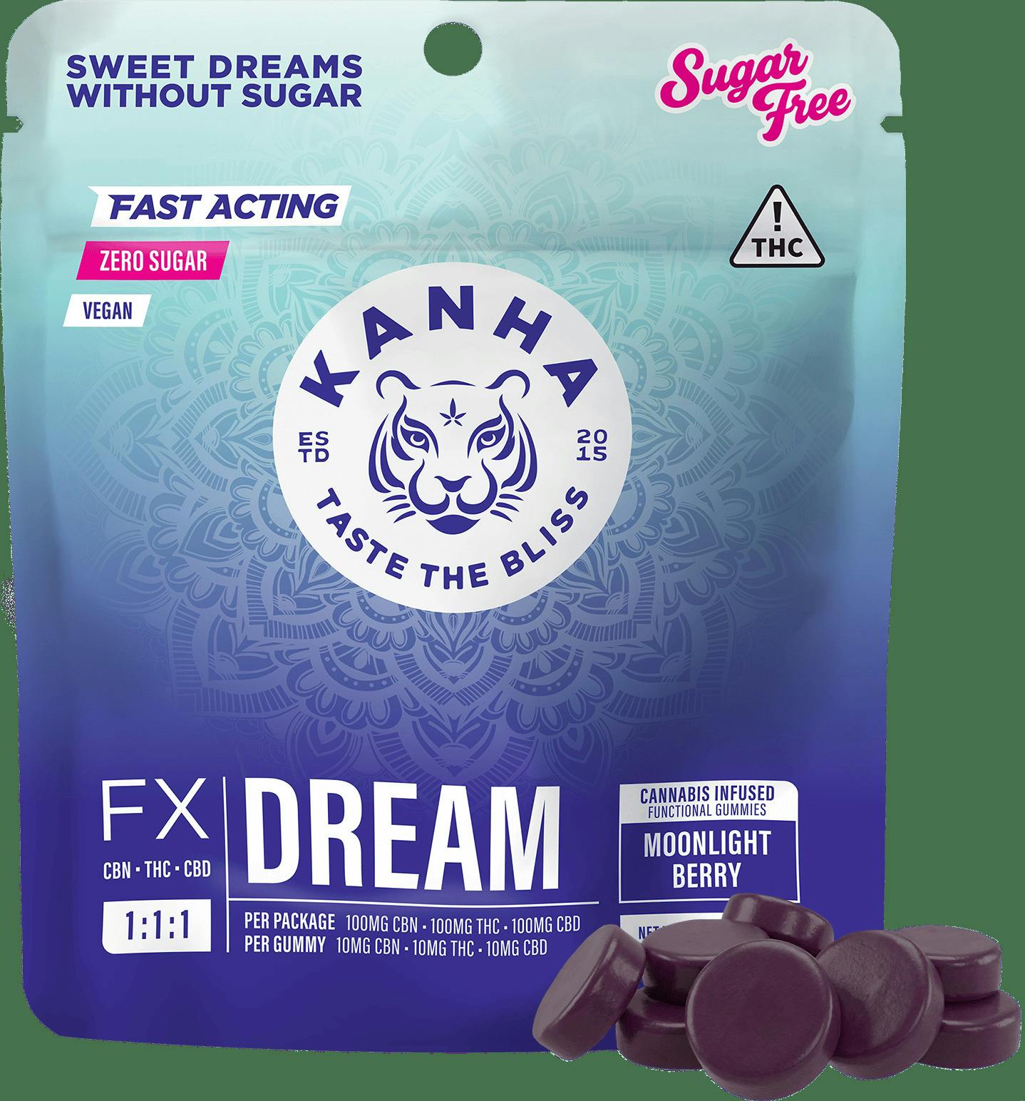 Kanha - Sugar Free Moonlight Berry 1:1:1 CBN Gummies (100mg)