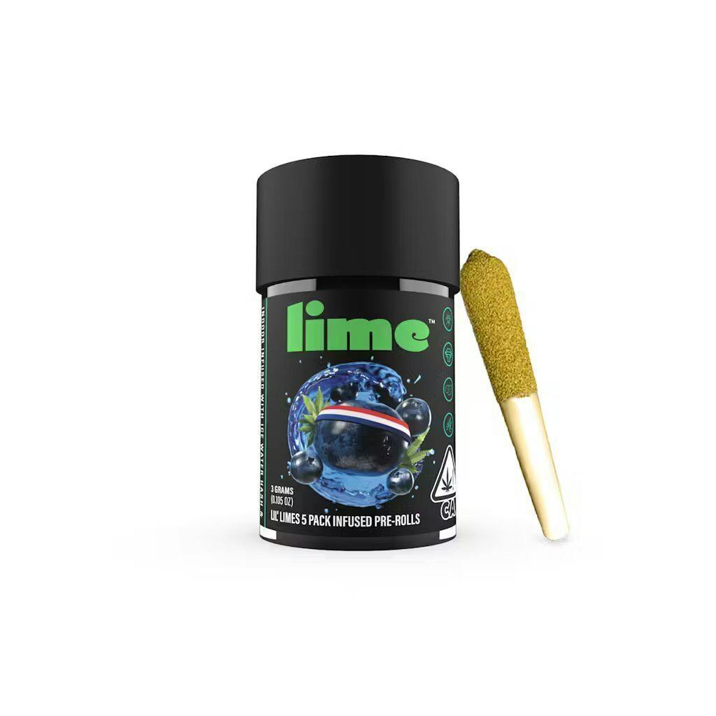 Lime - Blueberry Headband - Hybrid - Infused Preroll - 5 Pack - 3g