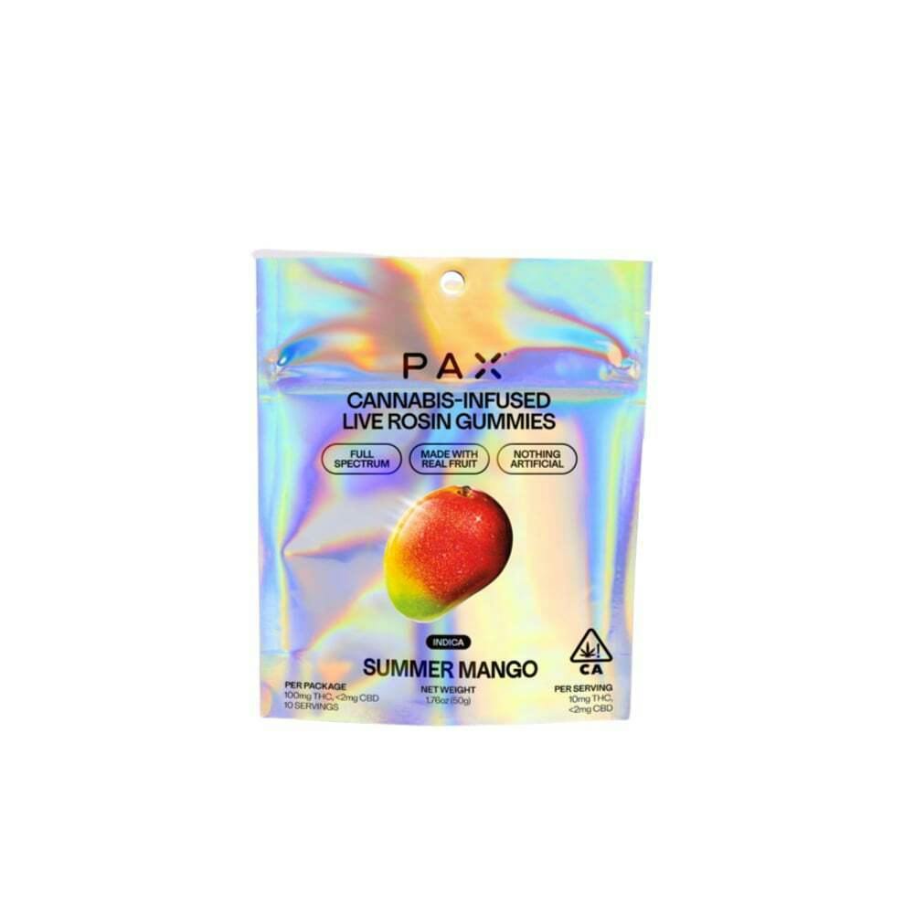 PAX - SUMMER MANGO - HYBRID - LIVE ROSIN GUMMIES - 100 mg - 10 Pack