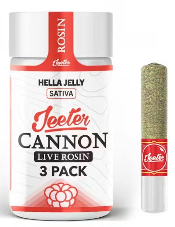 JEETER - HELLA JELLY - INDICA - ROSIN CANNONS INFUSED PREROLL - 1.5 g - 3 Pack