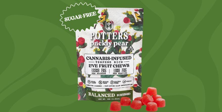 Potters - Prickly Pear - CBD 1:1 - Sugar-Free Live Resin Fruit Chew - 10 Pack