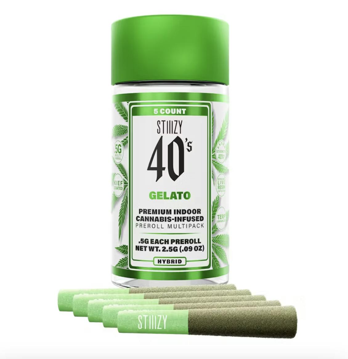 STIIIZY - GELATO - HYBRID - INFUSED PREROLL - 2.5 g - 5 Pack