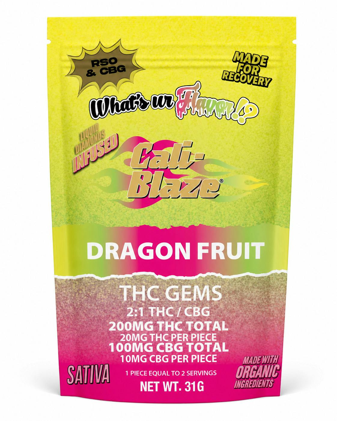 Dragon Fruit | 2:1 RSO Gems Gummies | 200mg (10pk)